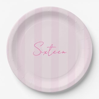 Pink Striped Birthday Party Paper Napkin Plates