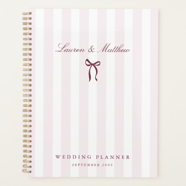 Pink Striped Bow Wedding Planner (Front)