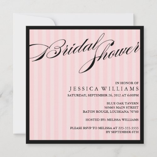 Pink Striped Bridal Shower Custom Announcements