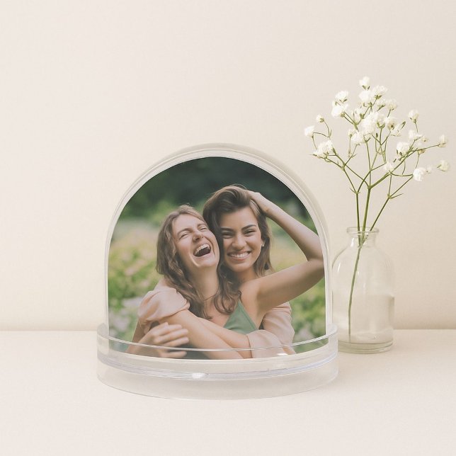 Pink Striped Bridesmaid Photo Proposal Confetti Snow Globe (Bridesmaids Proposal Confetti Globe)