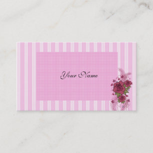 Pink Striped Business Card