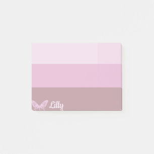 Pink Striped Butterfly Custom Post-it Notes