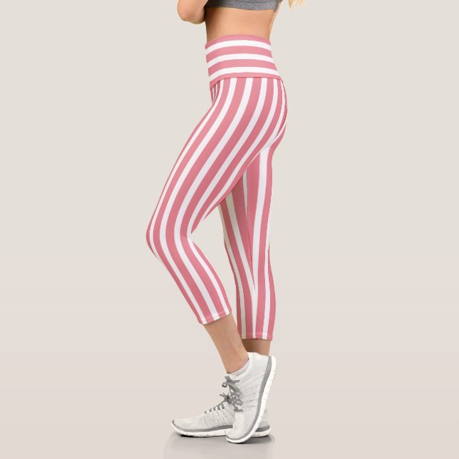 Pink Striped Capri Leggings (Left)