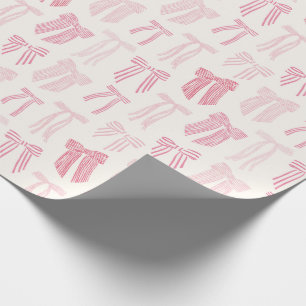 Pink Striped Coquette Bows Wrapping Paper