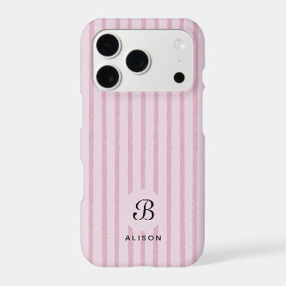 Pink Striped Custom Initial & Name iPhone 17 Pro Case