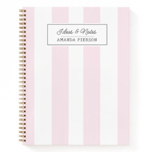 Pink Striped. Cute Personalized  Notebook