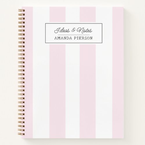 Pink Striped Cute Personalized  Notebook