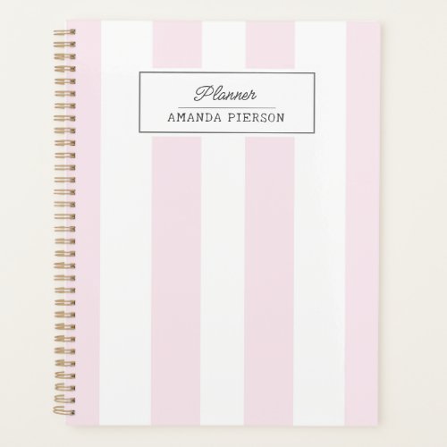 Pink Striped Cute Personalized  Planner