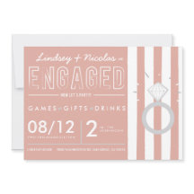 Pink Striped Engagement Party Invitation