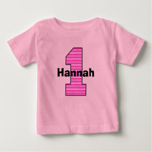Pink Striped First Birthday Girl Shirt