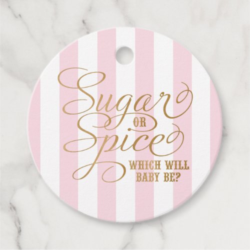 Pink Striped Gold Sugar or Spice Favor Tags