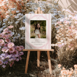 Pink Striped Graduation Party Welcome Sign