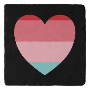 Pink Striped Heart Trivet