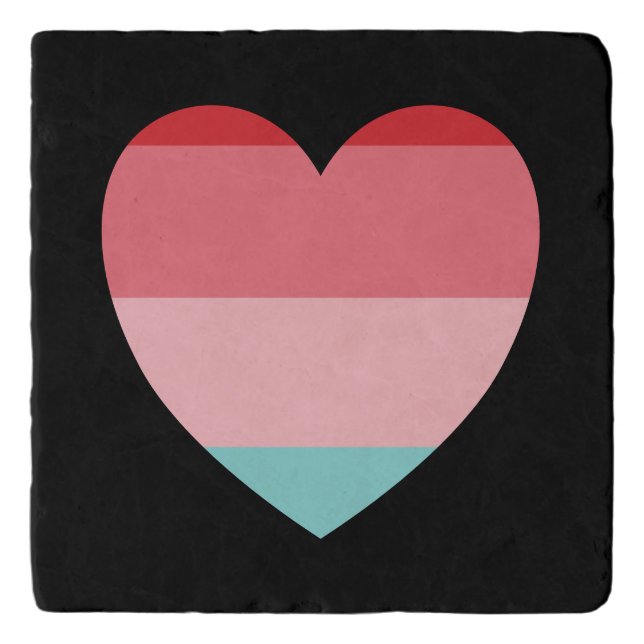 Pink Striped Heart Trivet (Front)