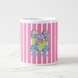 Pink striped Ice Cream chill Giant Coffee Mug