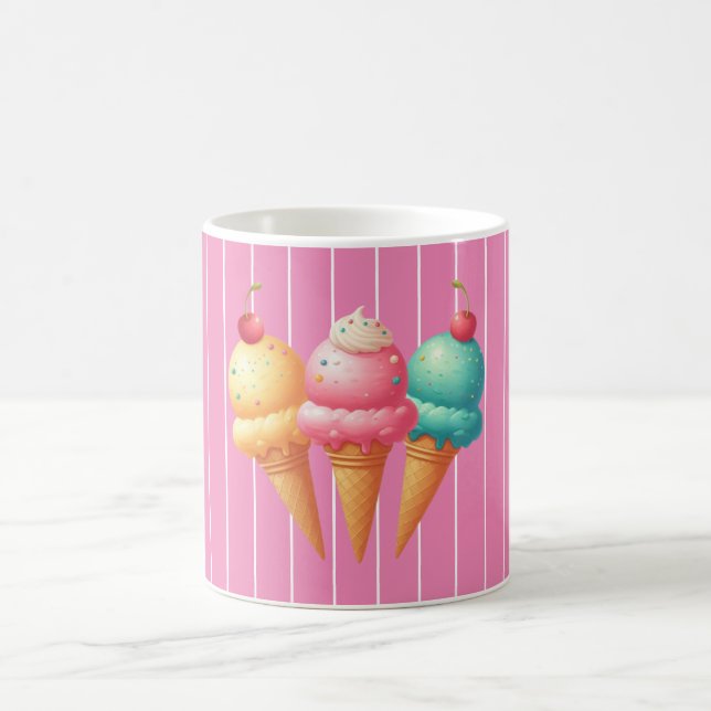 Pink striped Ice cream Coffee Mug (Center)