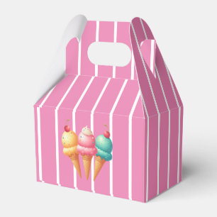 Pink striped Ice cream Favor Boxes