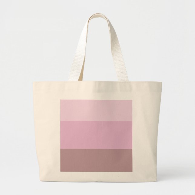 Pink Striped Ombre Large Tote Bag (Front)