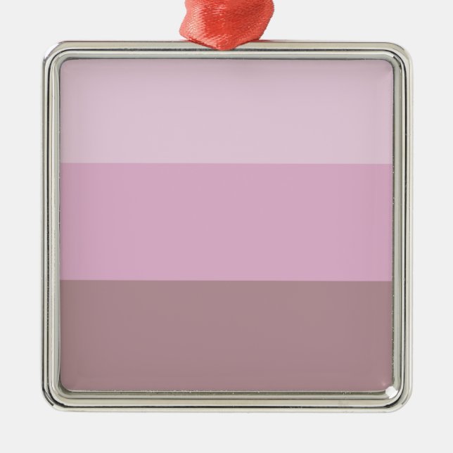 Pink Striped Ombre Metal Ornament (Front)
