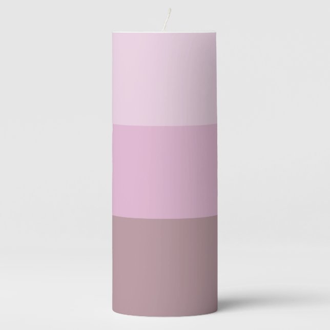 Pink Striped Ombre Pillar Candle (Front)