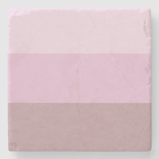 Pink Striped Ombre Stone Coaster (Front)