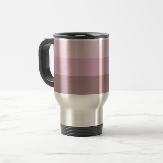Pink Striped Ombre Travel Mug (Front Left)