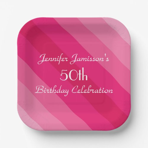 Pink Striped Paper Plates 50th Birthday Party Paper Plates