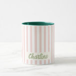 Pink Striped Pastel Retro Customized name Mug<br><div class="desc">Pink Striped Pastel Retro Customized name Coffee Mug</div>