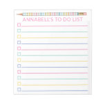 Pink Striped Pencil To Do List Personalize Notepad at Zazzle