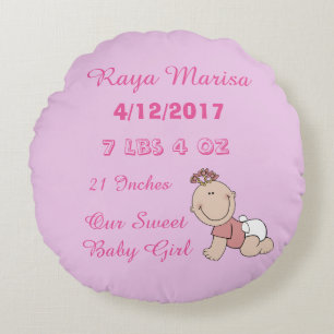 Pink Striped personalized Baby Girl Pillow