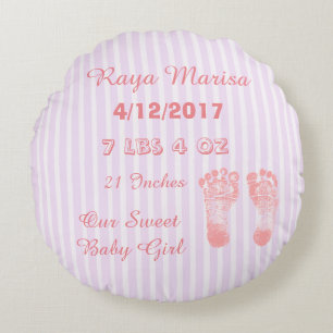 Pink Striped personalized Baby Girl Pillow