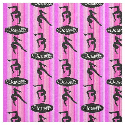 PINK STRIPED PERSONALIZED GYMNASTICS FABRIC
