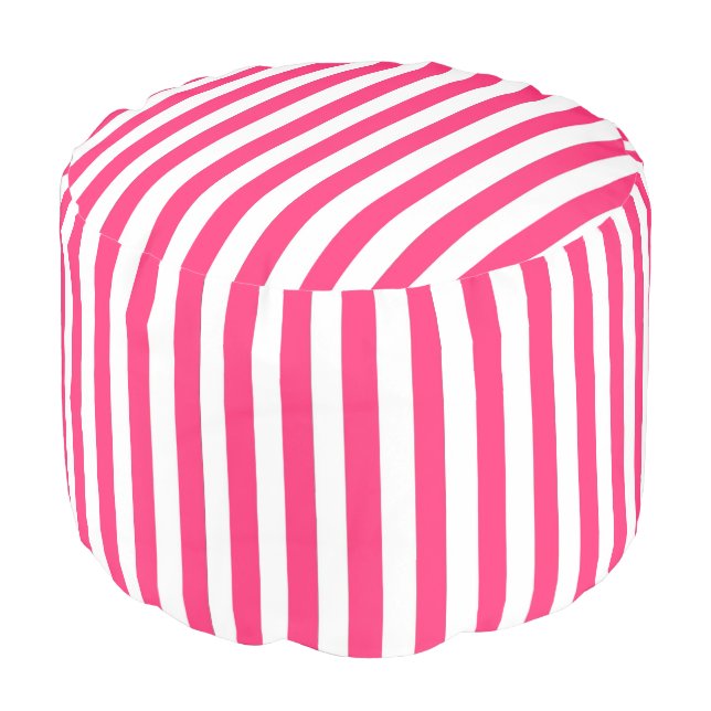 Pink Striped Pouf (Angled Front)