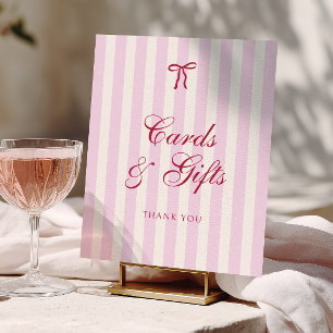 Pink Striped Preppy Bridal Shower Cards & Gifts Poster