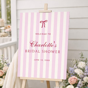Pink Striped Preppy Bridal Shower Welcome Foam Board