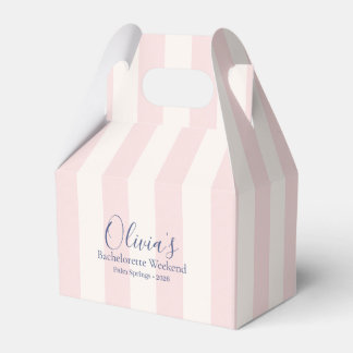Pink Striped Retro Bachelorette Weekend Favor Boxes