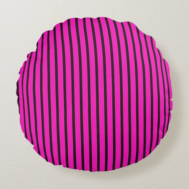 Pink Striped texture Round Pillow (Front)