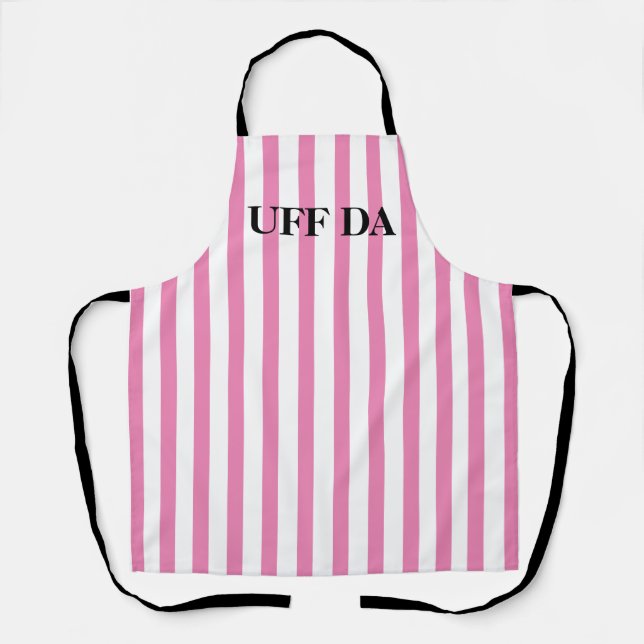 Pink Striped Uff Da All-Over Print Apron (Front)