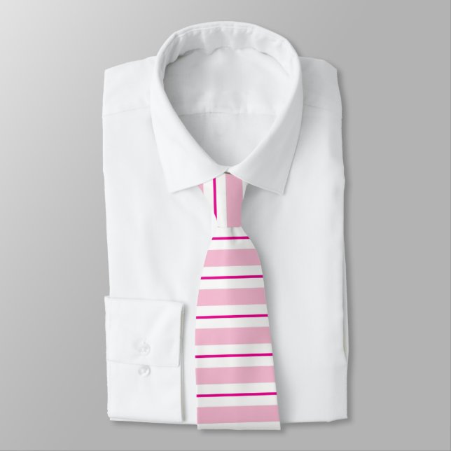 Pink Striped Valentines Tie (Tied)