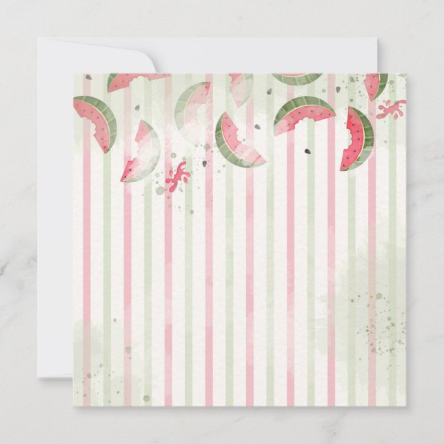 Pink Striped Watermelon First Birthday Party Invit Invitation (Front)