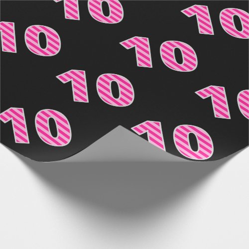 Pink Stripes 10 Event  Birthday Anniversary Wrapping Paper