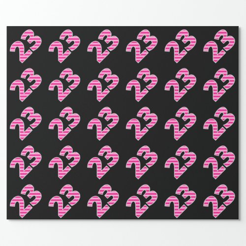 Pink Stripes 23 Event  Birthday Anniversary Wrapping Paper