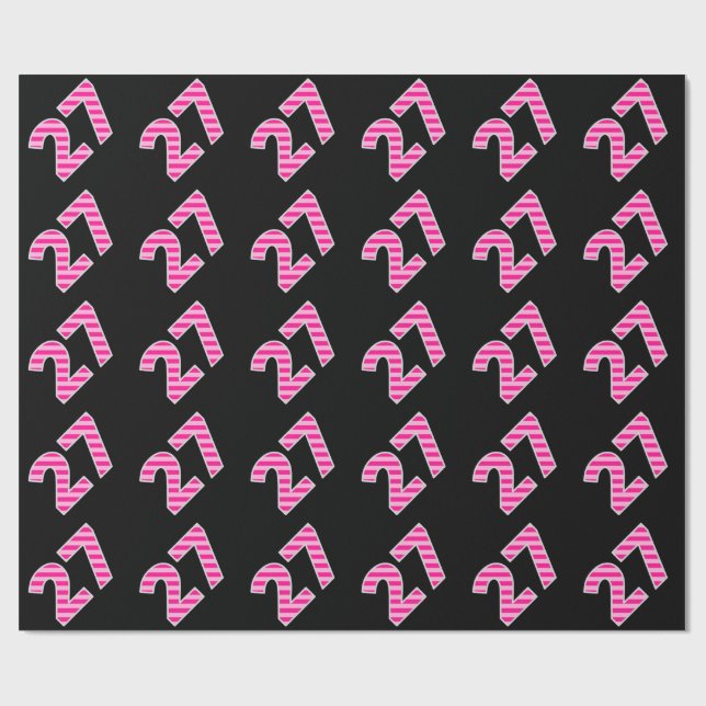 Pink Stripes 27 Event # (Birthday, Anniversary) Wrapping Paper (Flat)