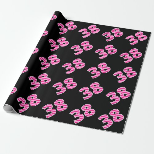 Pink Stripes 38 Event  Birthday Anniversary Wrapping Paper