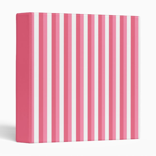 Pink Stripes 3 Ring Binder (Front/Spine)