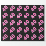 [ Thumbnail: Pink Stripes 40 Event # (Birthday, Anniversary) Wrapping Paper ]