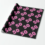 [ Thumbnail: Pink Stripes 50 Event # (Birthday, Anniversary) Wrapping Paper ]