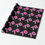 [ Thumbnail: Pink Stripes 70 Event # (Birthday, Anniversary) Wrapping Paper ]