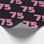 [ Thumbnail: Pink Stripes 75 Event # (Birthday, Anniversary) Wrapping Paper ]