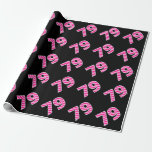 [ Thumbnail: Pink Stripes 79 Event # (Birthday, Anniversary) Wrapping Paper ]